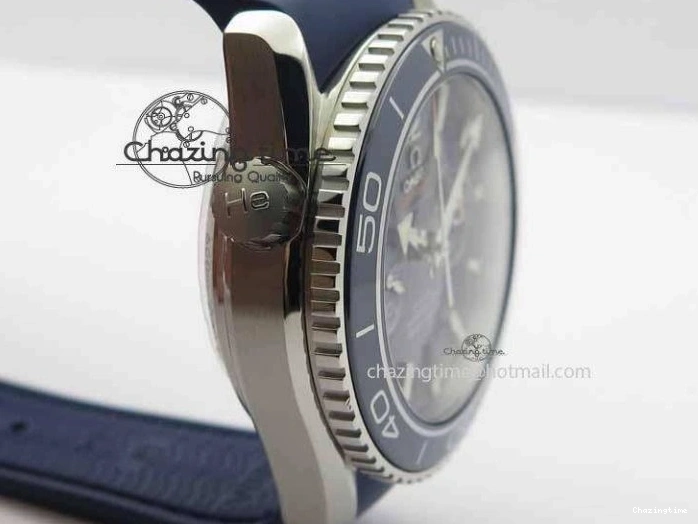 0508 Chic Planet Ocean Master Chrono 45mm SS OM 1:1 Best Edition Blue Dial On Blue Rubber Strap A 8172